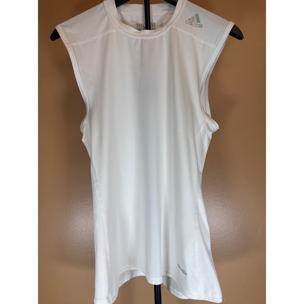 Adidas Techfit Compression Climalite Sleeveless Shirt White Mens Large L